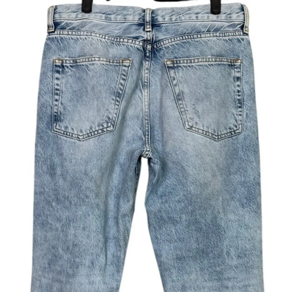 Zara The Truth Slim Distressed High Rise Relax Fit Straight Leg Jeans 10 Blue - Image 7