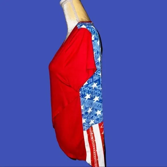 Marci red white and blue patriotic top, split front! Red Size XL - Image 2