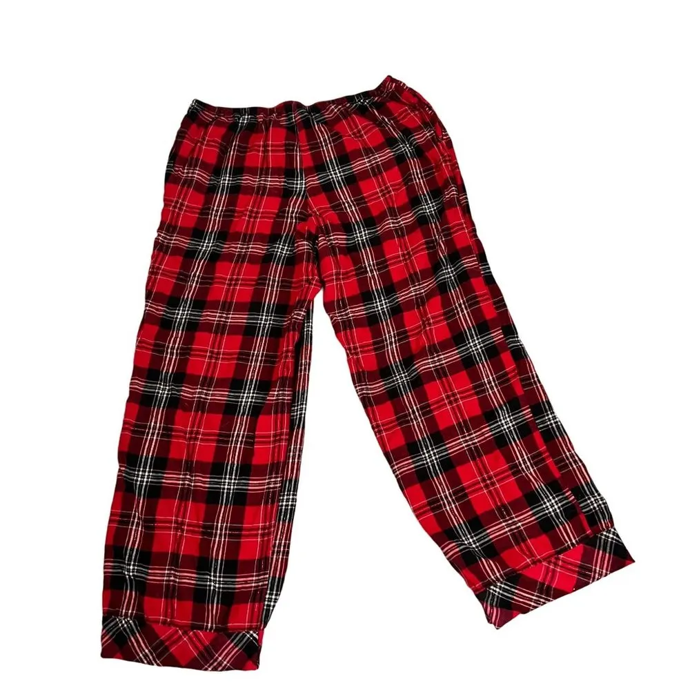 Victoria's Secret Womens Flannel Plaid Pajama Set Red Shimmer Large - Image 10