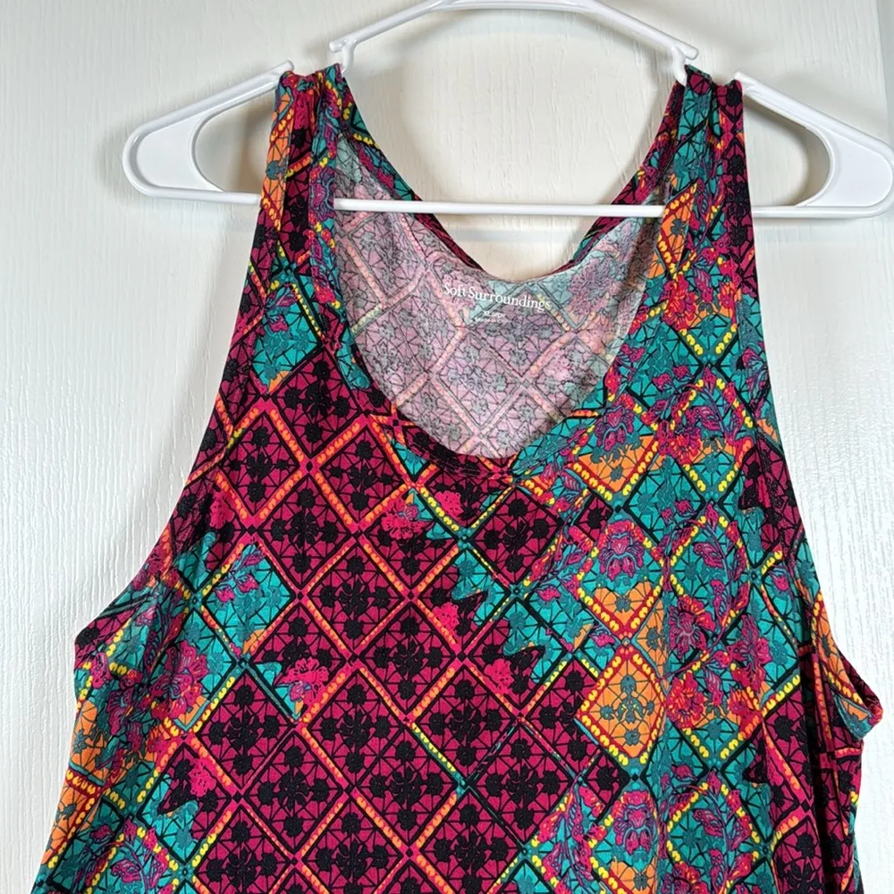 Soft Surroundings Santiago Diamond Tile Tank Dress Cerise Pink Size XL EUC #0105 - Image 3