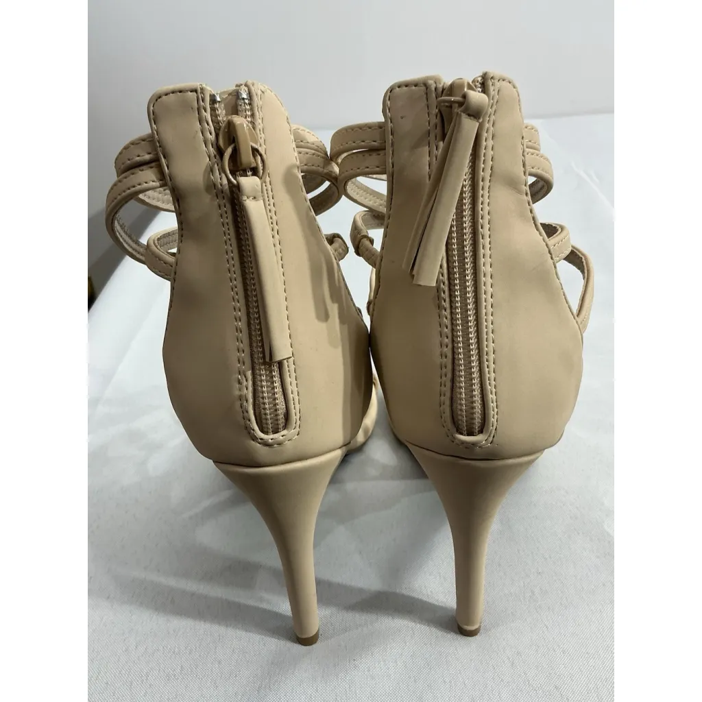 Womans Dream Pairs Sandals 7 Nude Back Zip Strappy Open Toe Stilettos - Image 5
