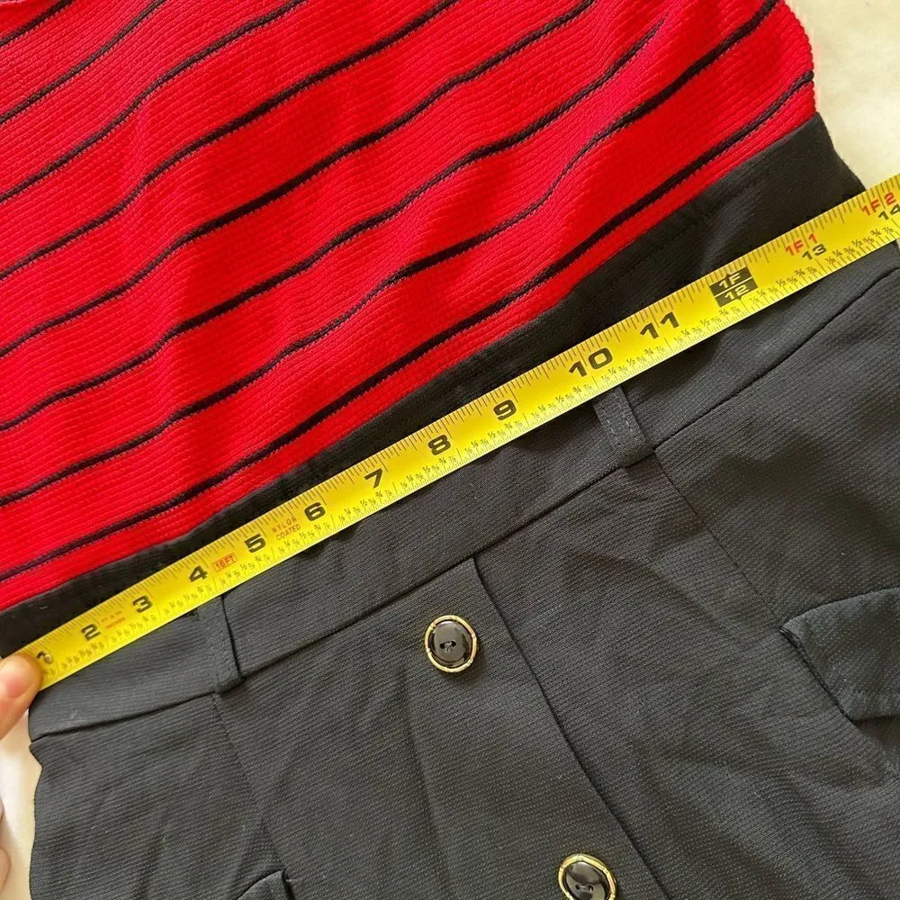 New John Roberts size 6 vintage 80's 90's red stripe & black button maxi dress - Image 4