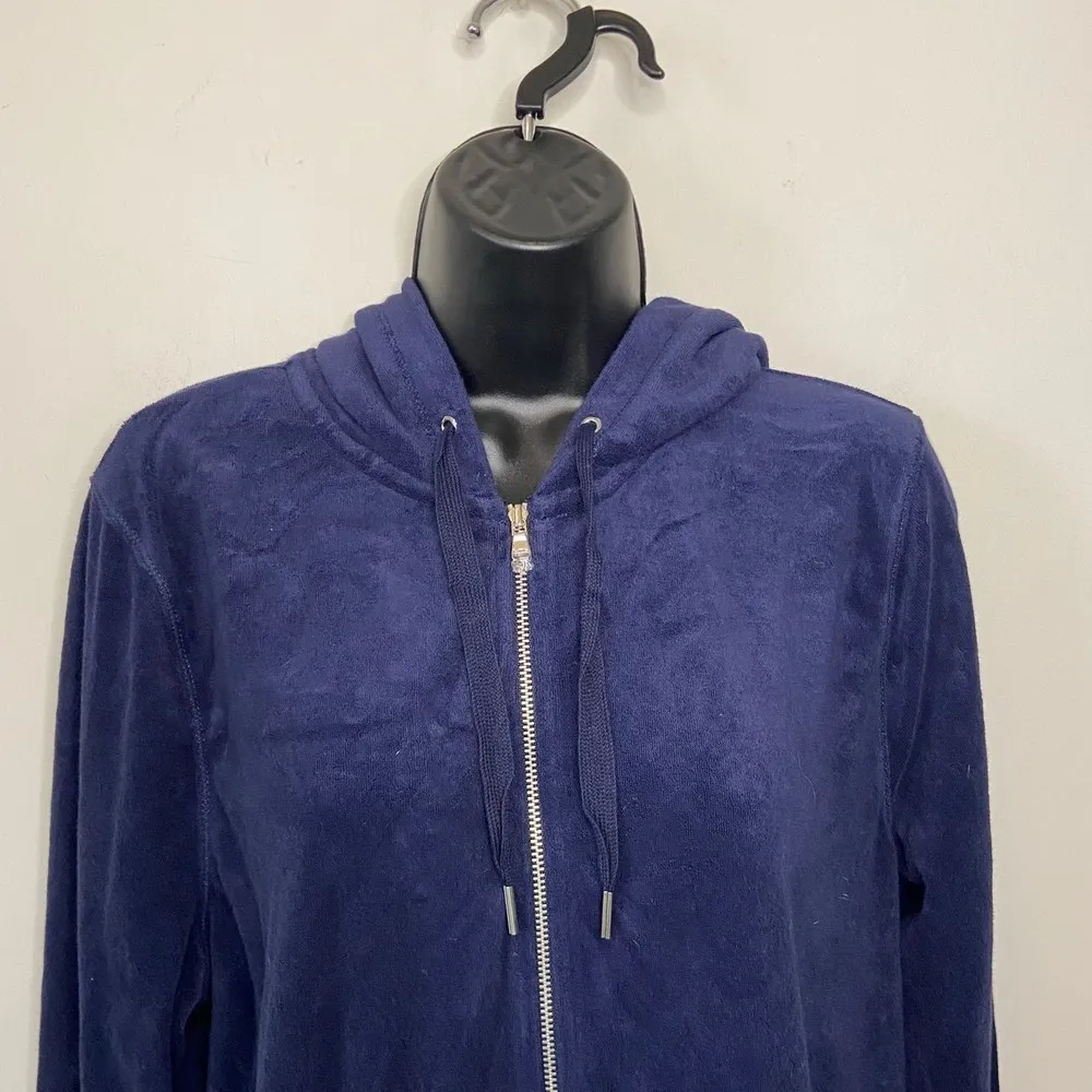 Ralph Lauren Blue Velour Velvet Sweater Hoodie Size XL NWT - Image 2