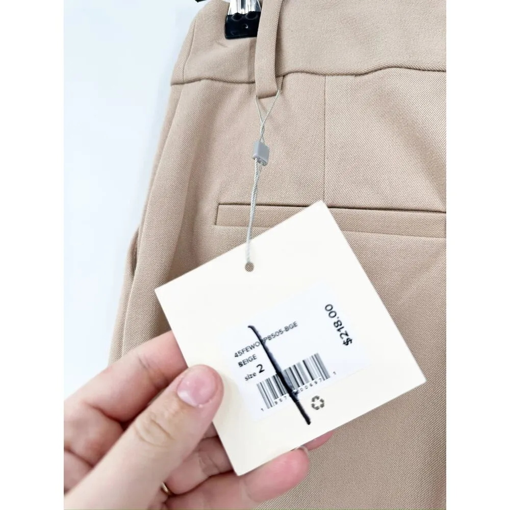 Favorite Daughter The Favorite Pant Pleated Wide Leg High Waist Beige Trouser 2 Tan - Image 7