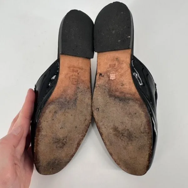 Pascucci Black Patent leather horse bit mules loafers Italy size 37.5 Slides‎ - Image 11