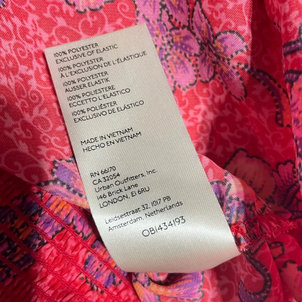 Free People Long Sleeve Floral V-Neck I Got You Printed Top Red Size Medium - Image 10