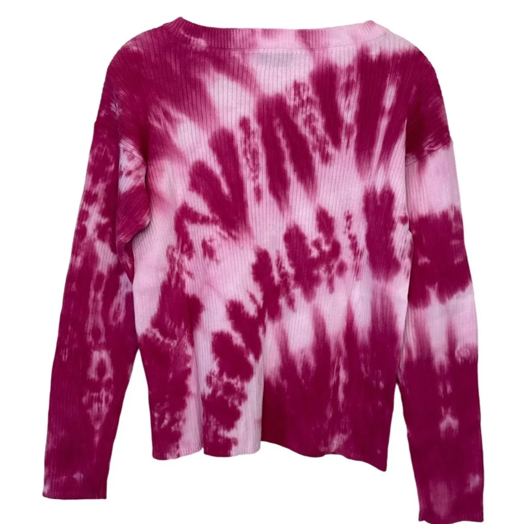 Style & Co Medium Geode Dye Pink Cotton Dolman Pullover Mock Neck Sweater, Size undefined - Image 3