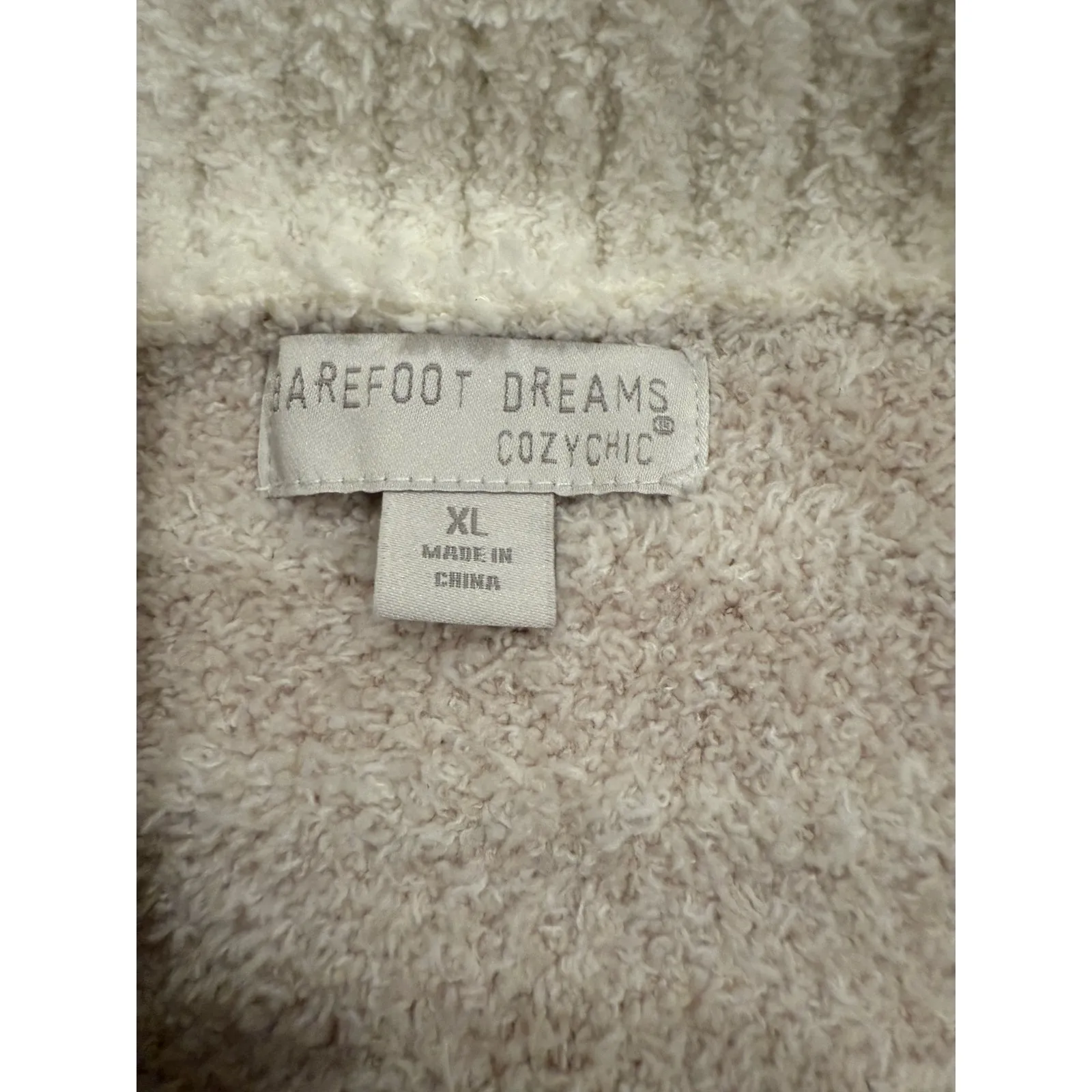 Barefoot Dreams CozyChic Cardigan Sweater Women's XL Cream Geometric Comfy - Image 6