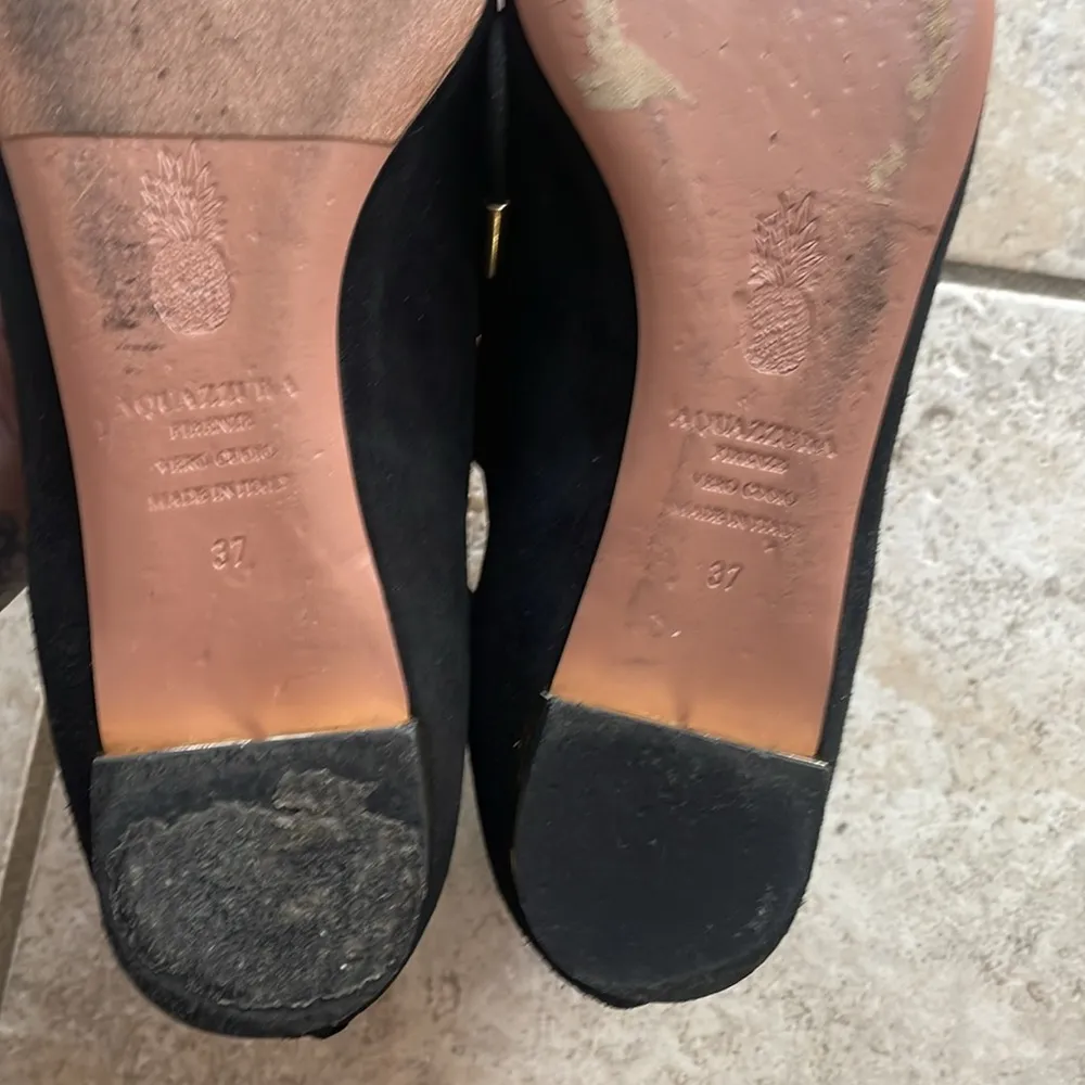 Aquazzura Belgravia Suede Flats in Black Size 6 - Image 11