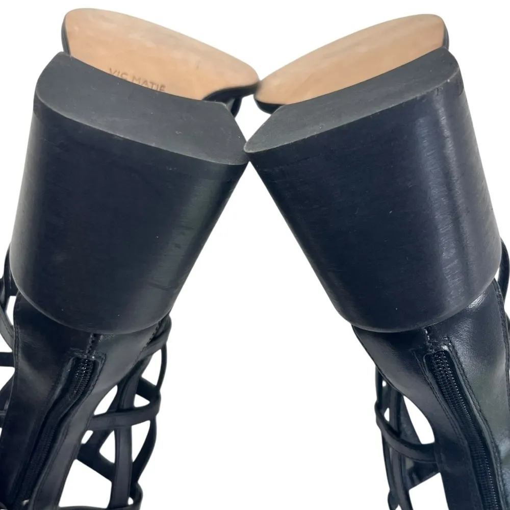 Vic Matie Vero Cuoio Cage Effect Open Toe Leather Calfskin Ankle Boot Sandal Black Size 7 - Image 10