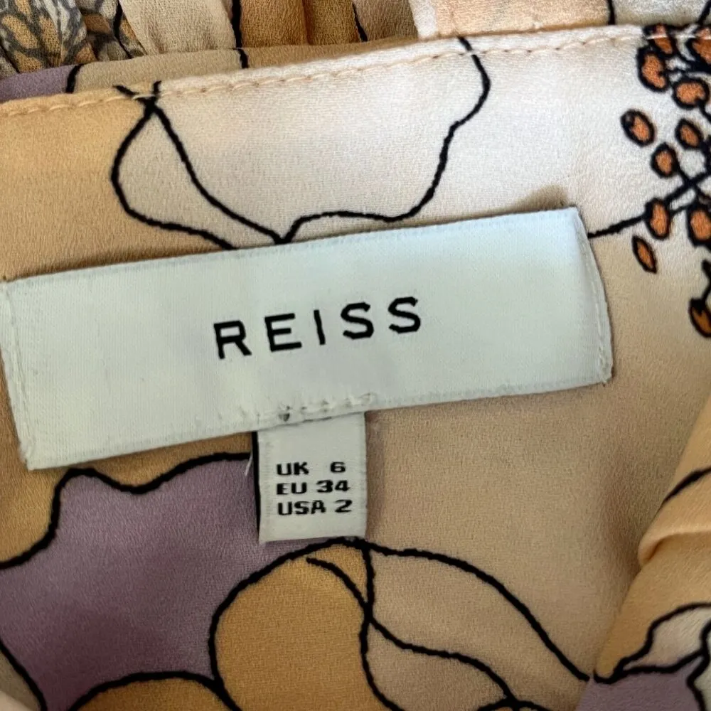 $400 NWOT Reiss Corinne Pleated Floral Midi Dress Size 2 - Image 9