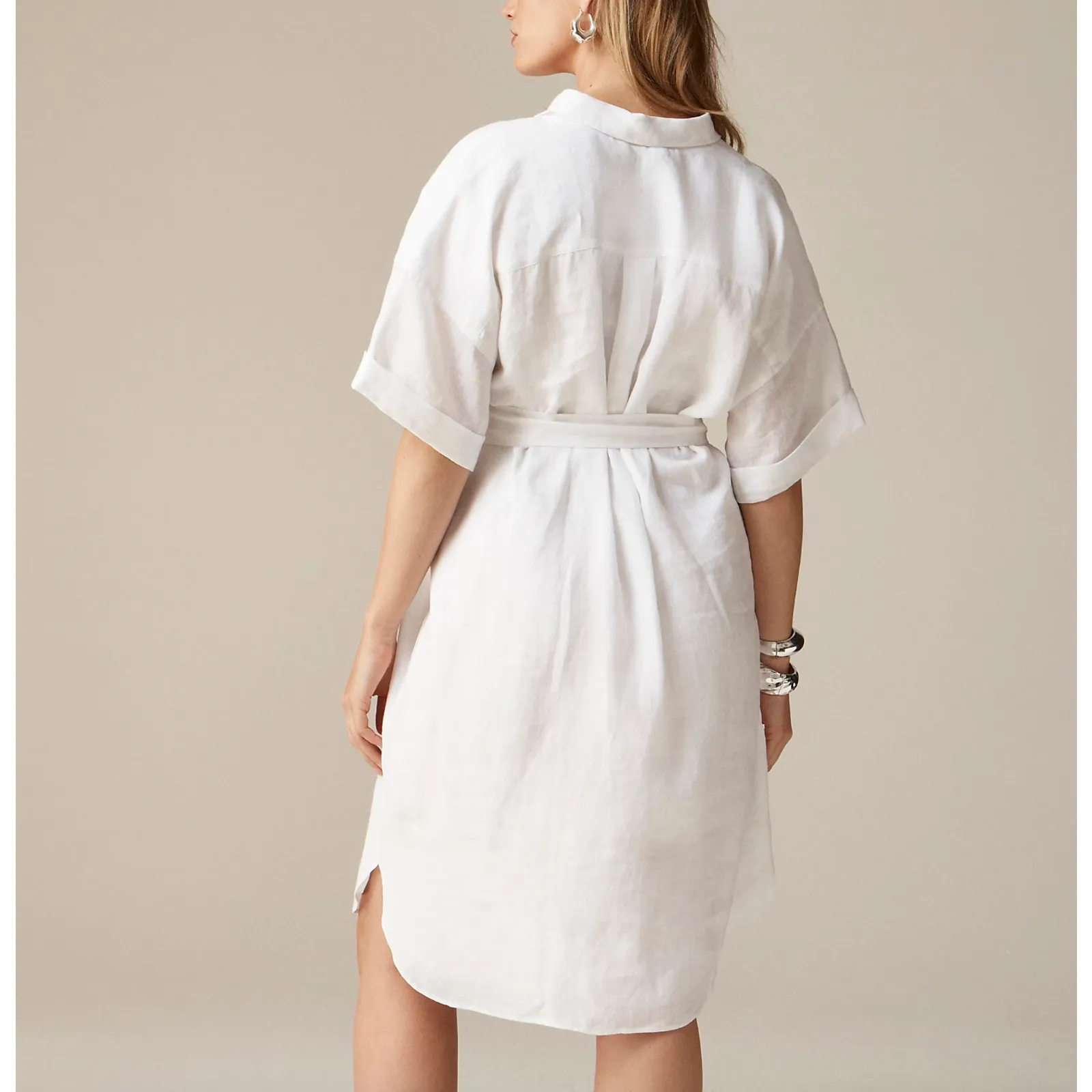 NEW J.Crew Tall Capitaine Shirt Dress Linen Minimalist Pockets Resort White XS - Image 3