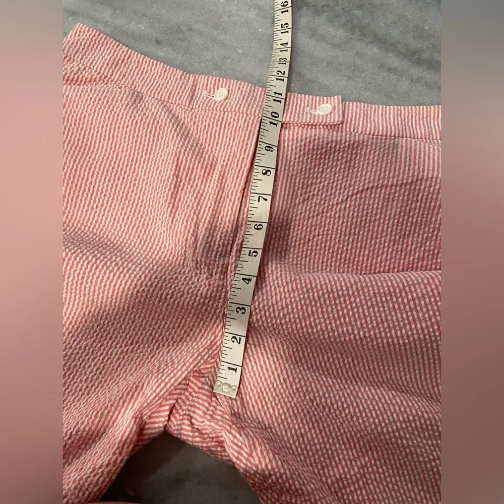 Jones Studio Size 14 Pink White Stripe Seersucker Cotton Stretch Cropped Pants - Image 9