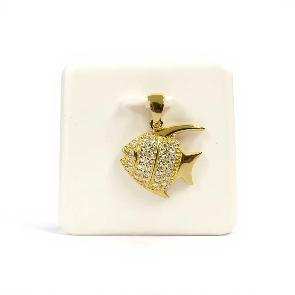 14k Gold Angelfish Necklace Pendant Moissanite Accent Charm Fine Jewelry - Image 7