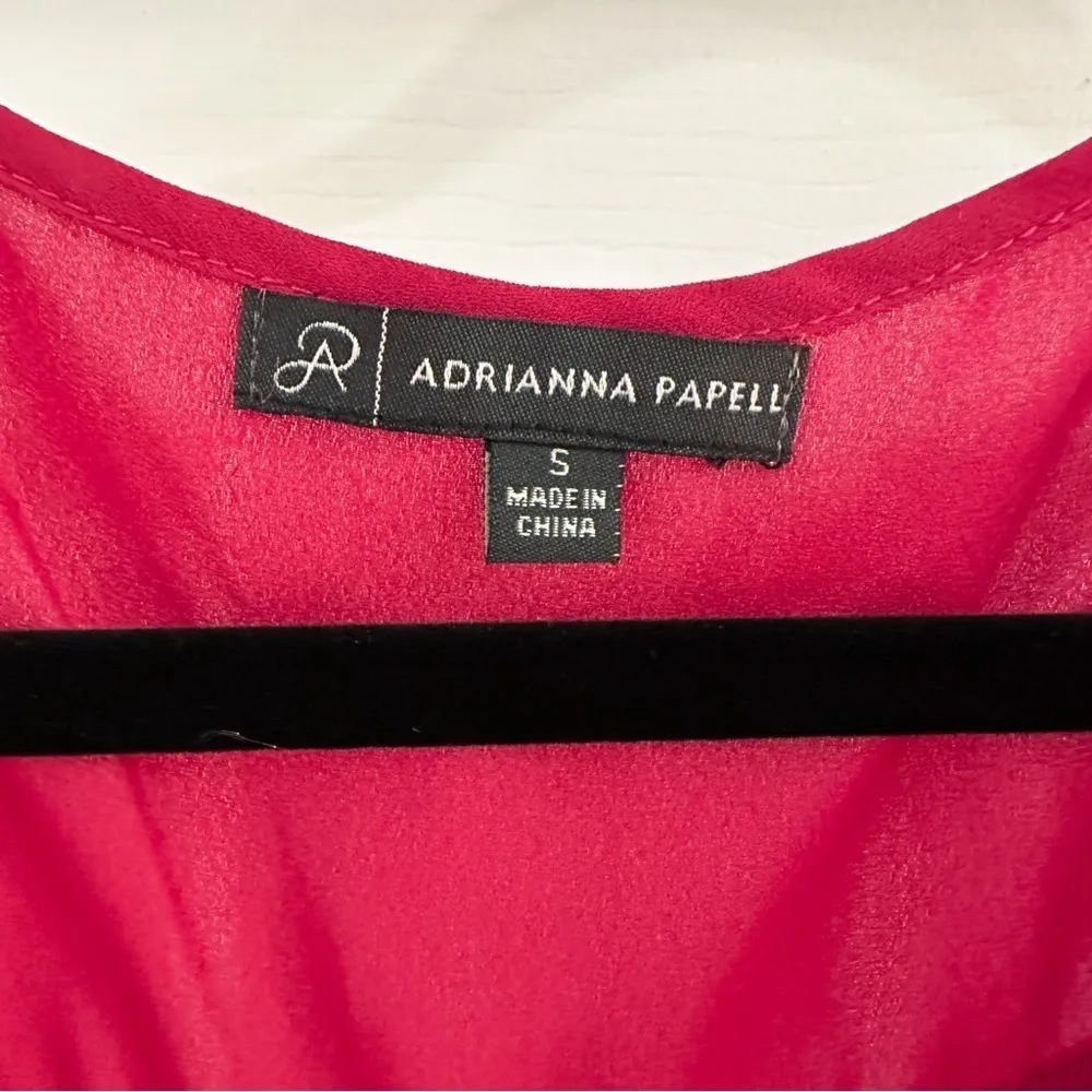 Adrianna Papell Sheer Sleeveless Chiffon Top Fuchsia sz Small - Image 3