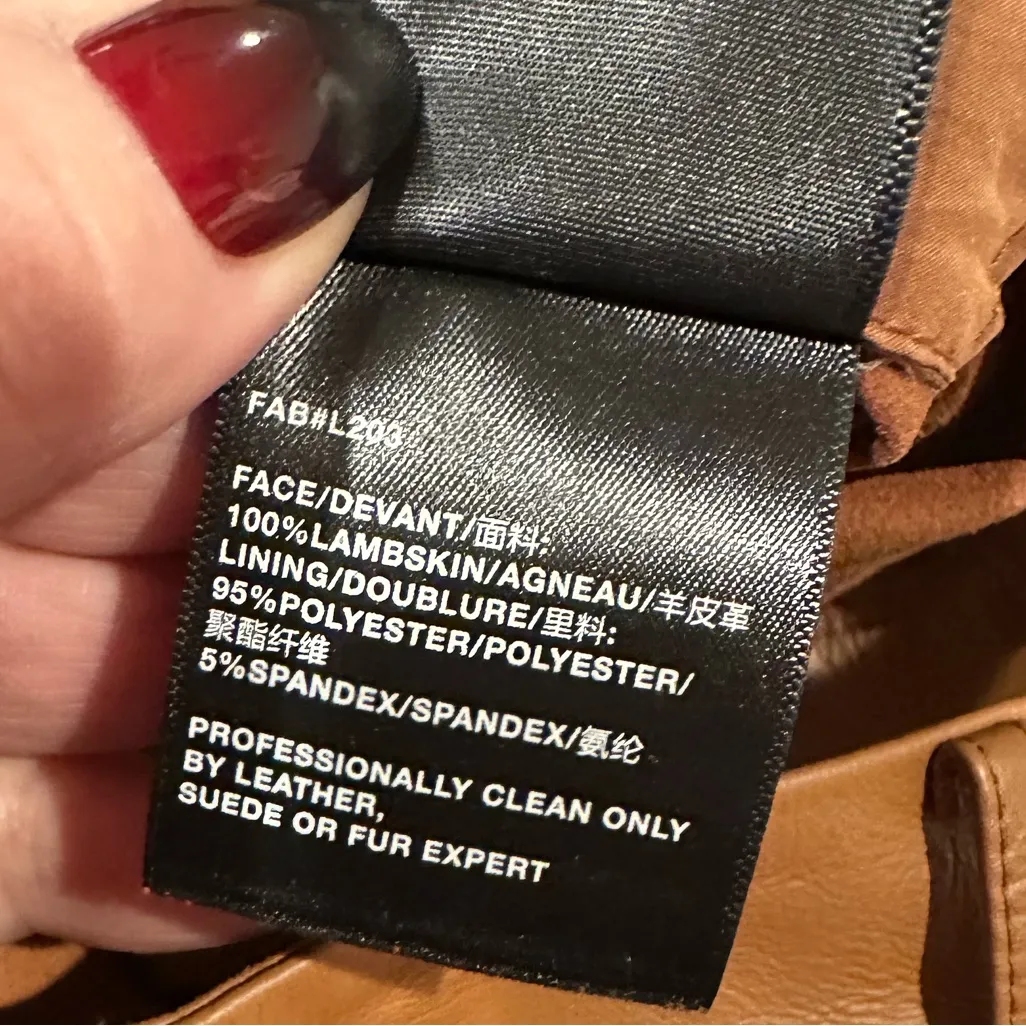 NEW LAFAYETTE 148 NEW YORK HIGH RISE LAMBSKIN STRAIGHT LEG LEATHER BROWN PANTS 2 - Image 6