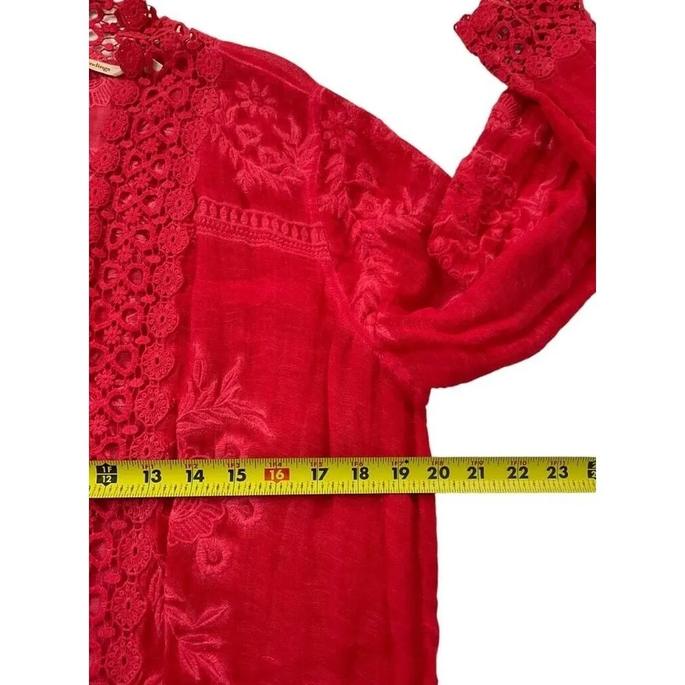 Soft Sorroundings Women Size XL Red Cover Ups Linen Crochet 21-924 - Image 7
