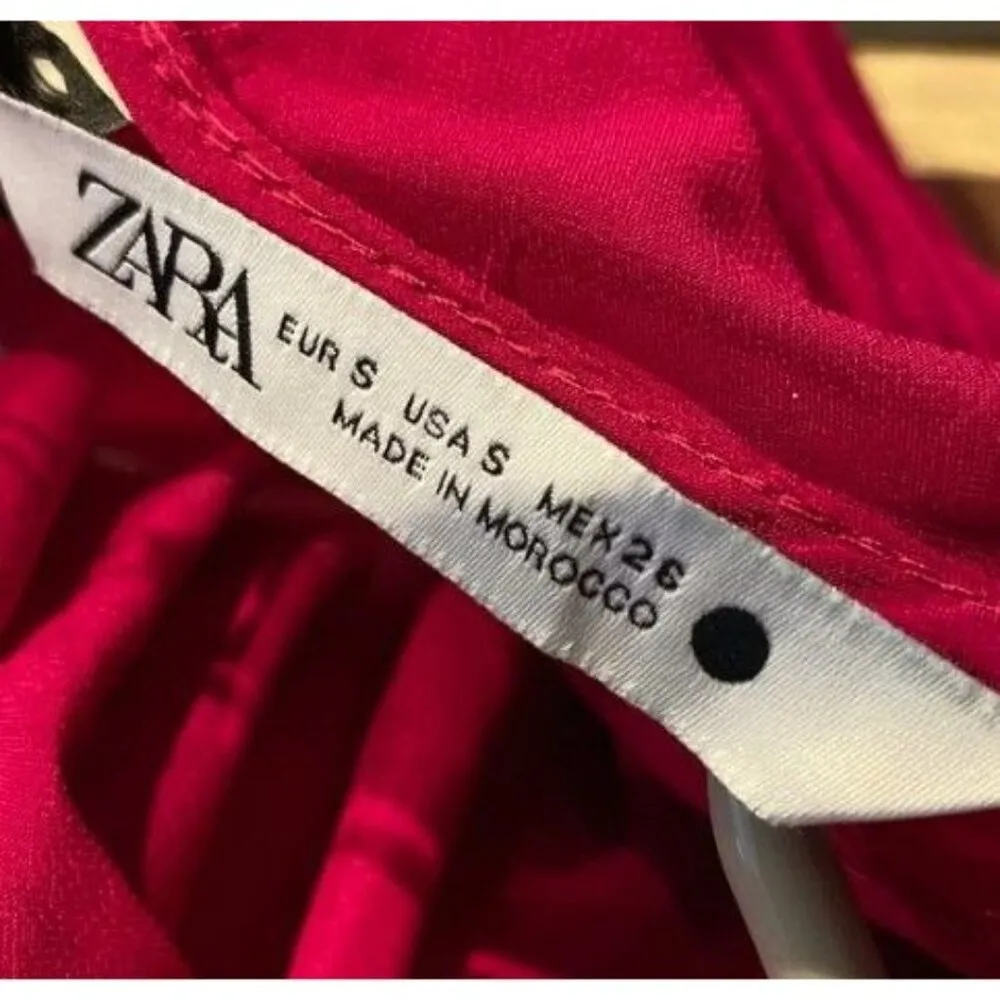 NWOT Zara Women's Fuchsia  Open Back Long Sleeve Blouse S | 8694/573 - Image 6