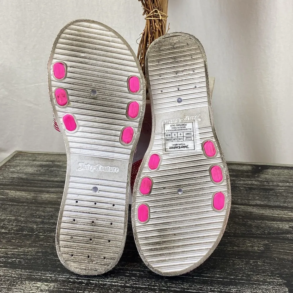 Juicy Couture Yummy Pink & White Rhinestone Slide Sandal Shoes 8 - Image 4