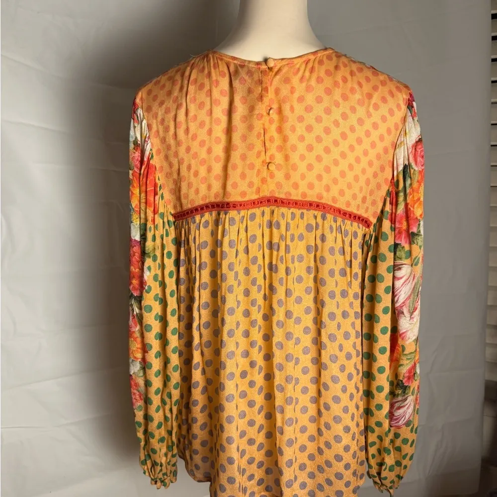 Anthropologie Blink London Orange Boxy Blouse with Bib Collar - Image 4