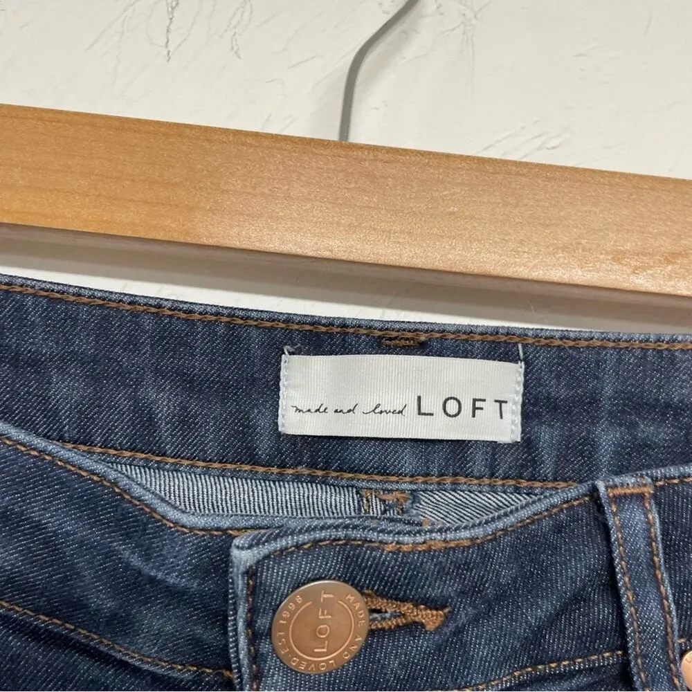 Loft Dark Wash Mid Rise Curvy Skinny Ankle Jeans Womens 4 Blue Denim Ann Taylor - Image 4