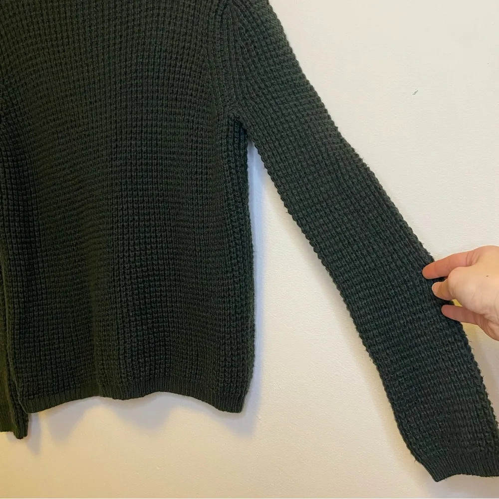 JENNI KAYNE Wool Blend Waffle Knit Turtleneck Sweater in Dark Green Sz Small - Image 6