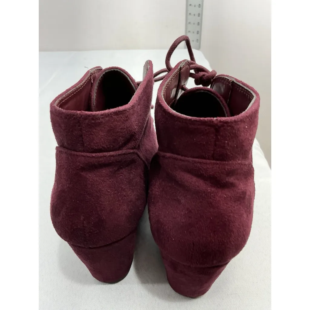 Womans Dream Pairs Tomson Bootie 9 Maroon Lace Up Wedge Heel - Image 5