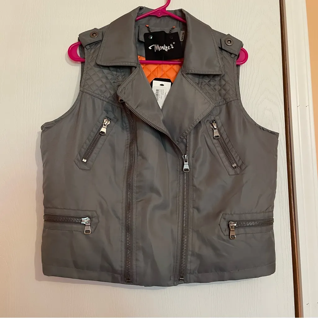 Monkees of Virginia Beach Orange and Gray Vest. Size L - Image 7