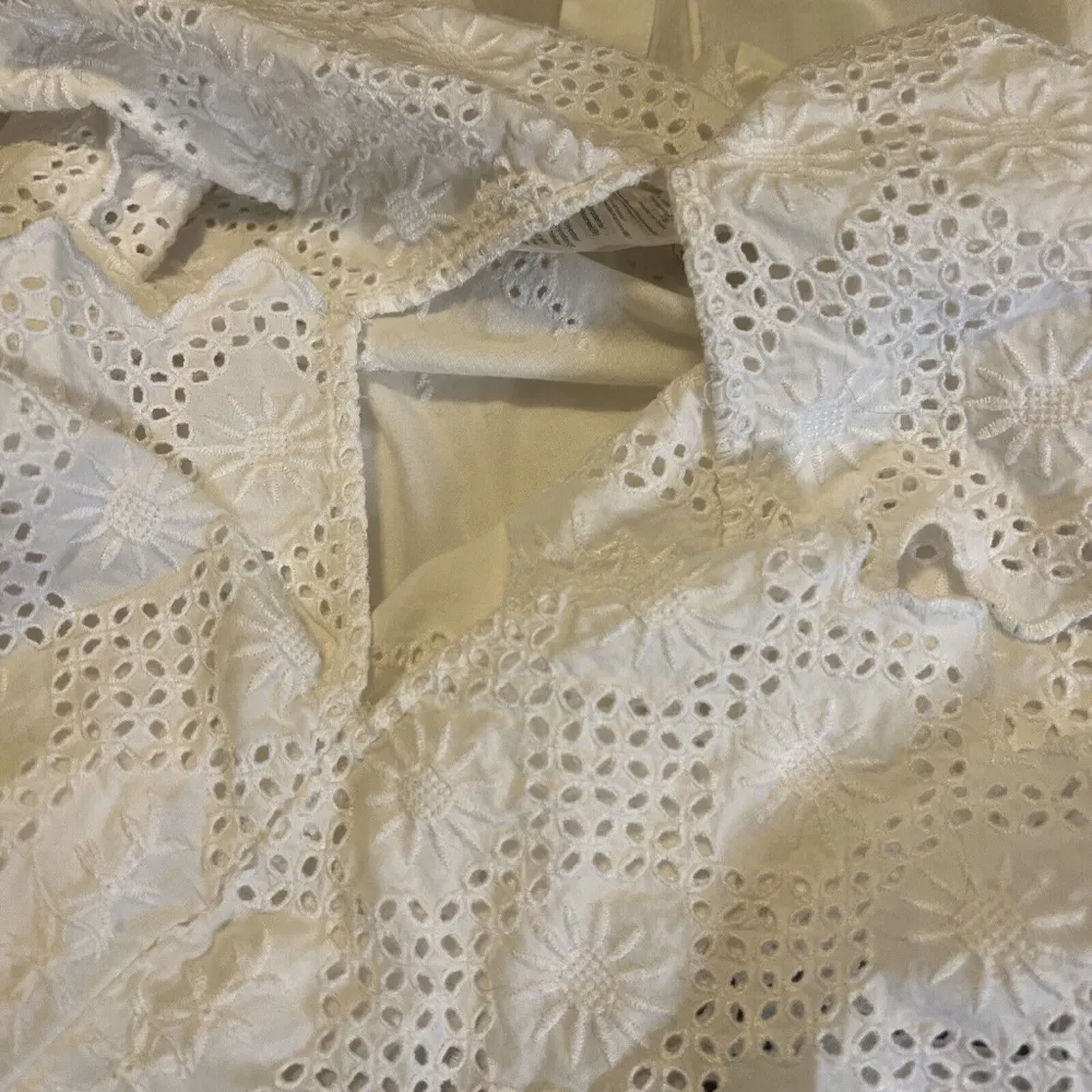 JCrew Factory White Eyelet Lace Swim Cover Up With Tassel Size Medium - Image 10