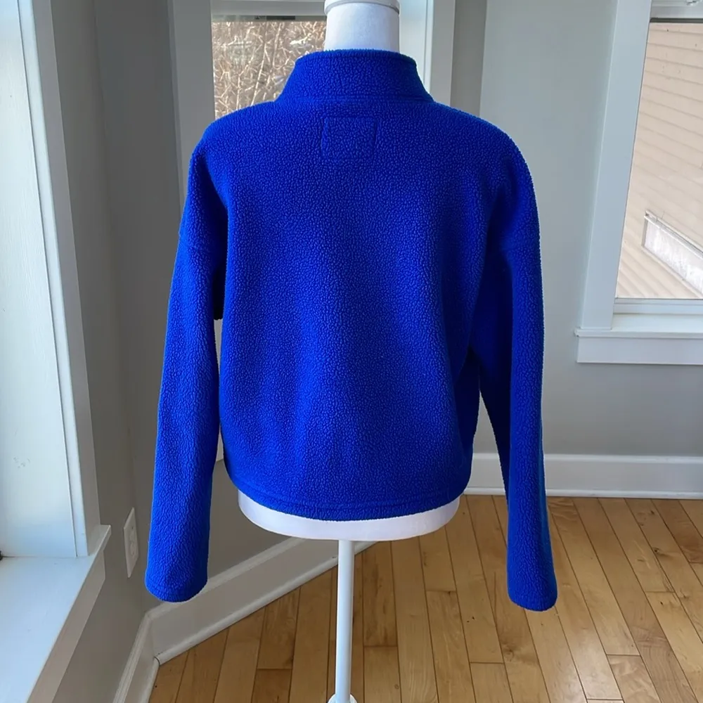 American Eagle Cobalt Blue Quarter Zip Cropped Sherpa Fleece Sweatshirt Sz XS - Image 3