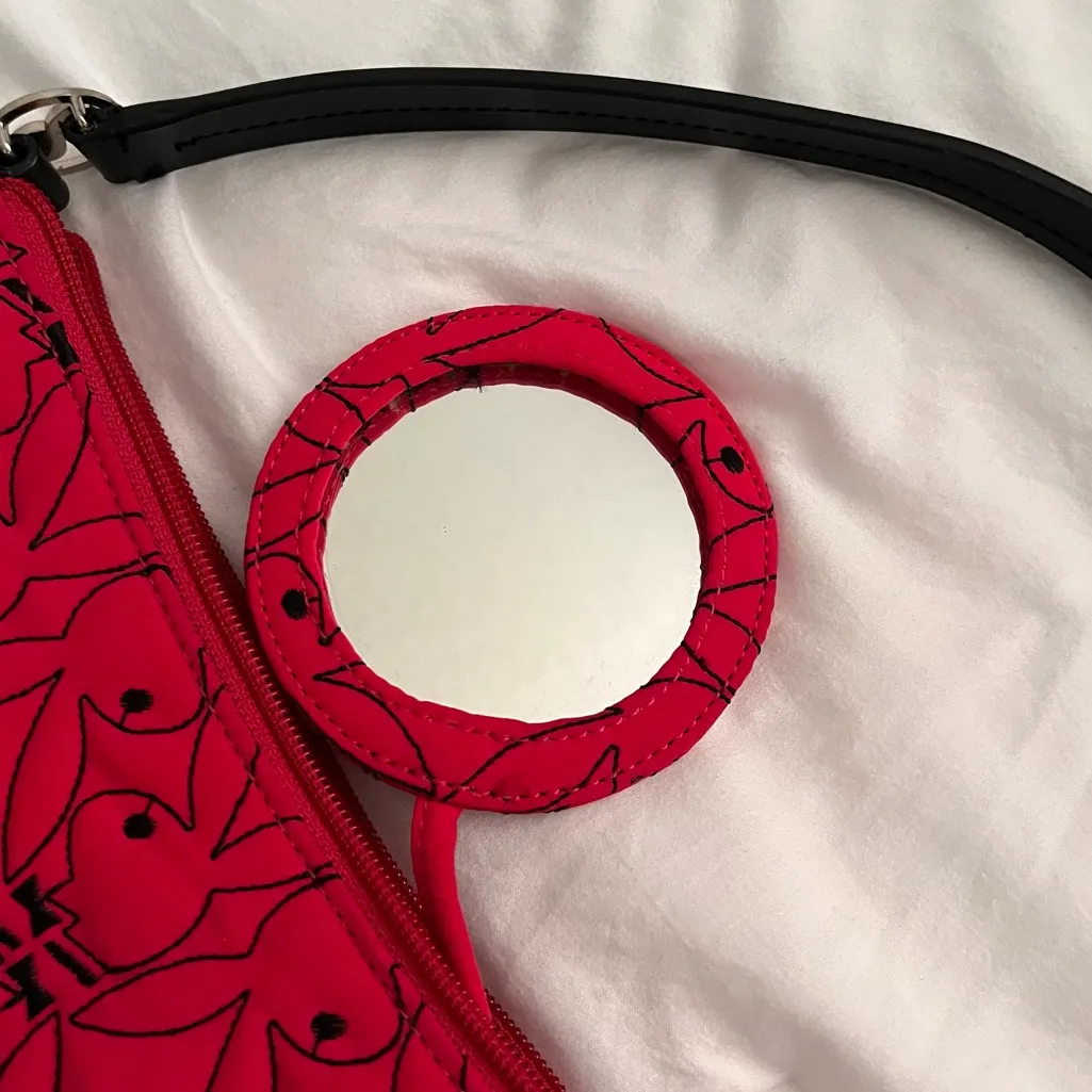 Y2K Playboy Bunny Saddle Hot Pink Shoulder Bag Silver Hardware 2000s Rare - Image 6