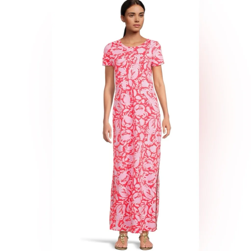 NWT Women’s Lilly Pulitzer KADEN UPF 50+ MAXI DRESS, CANE CORAL CRAB Small - Image 6