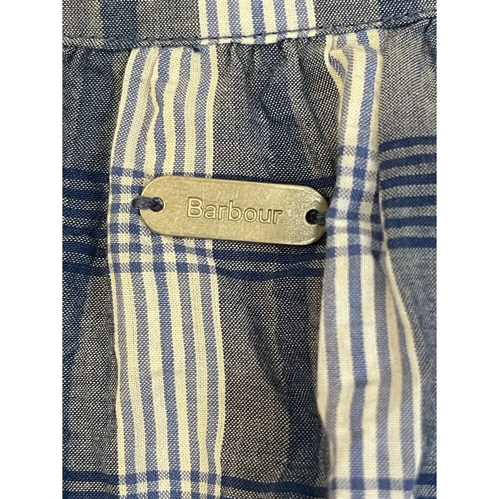 Barbour Renfew Cotton V-neck Top Bluebell Blue and White Check Size 12 NWT - Image 4