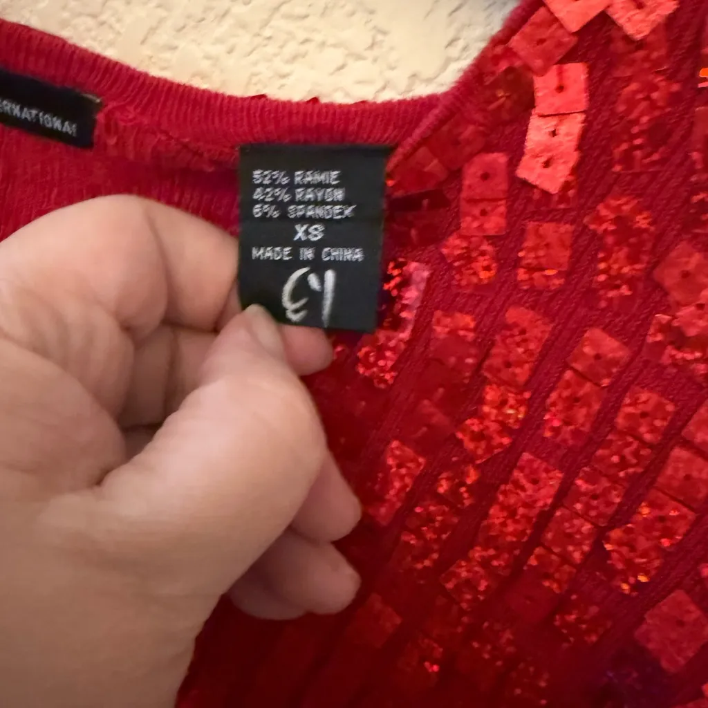 Red Sequin Women's Cardigan Size XS - Image 4
