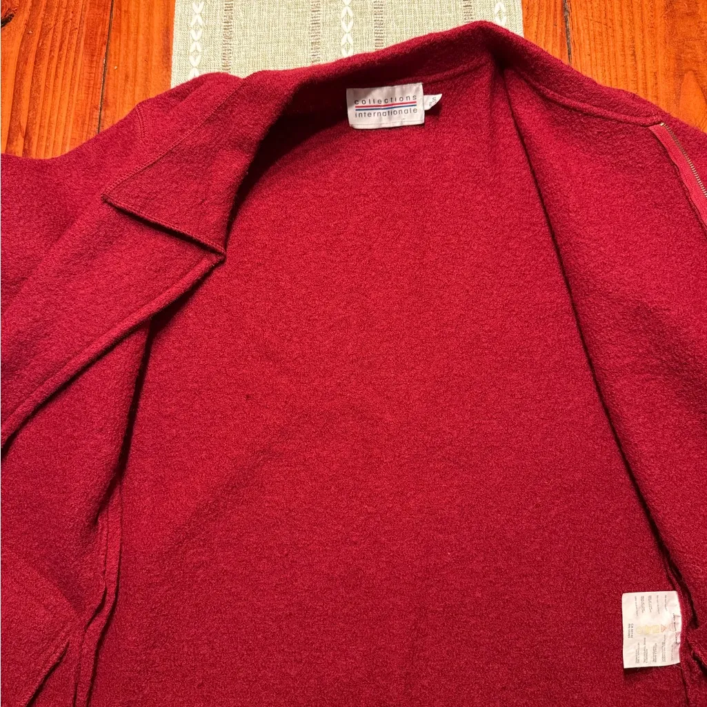 Vintage Classic Ruby Red 100% Wool Jacket - Image 8