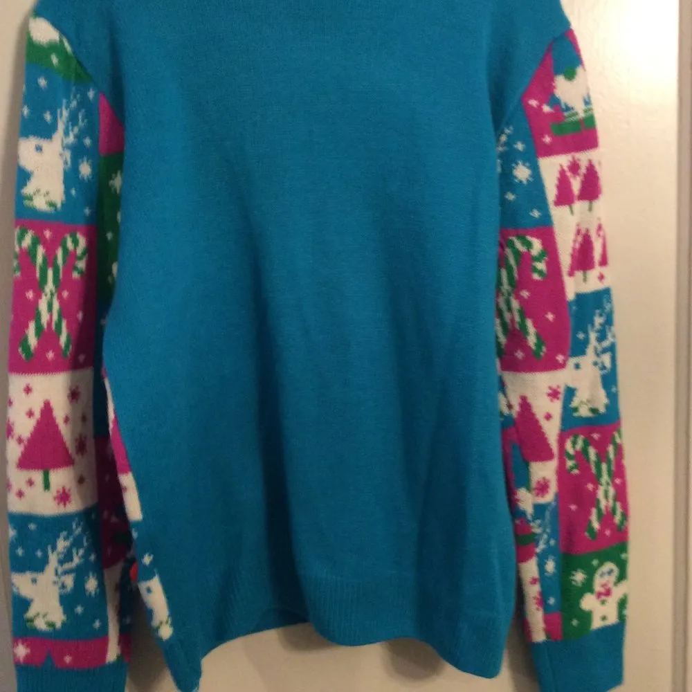 Ugly Christmas Sweater Large L trees gnomes snow gingerbread candy cane deer - Image 5