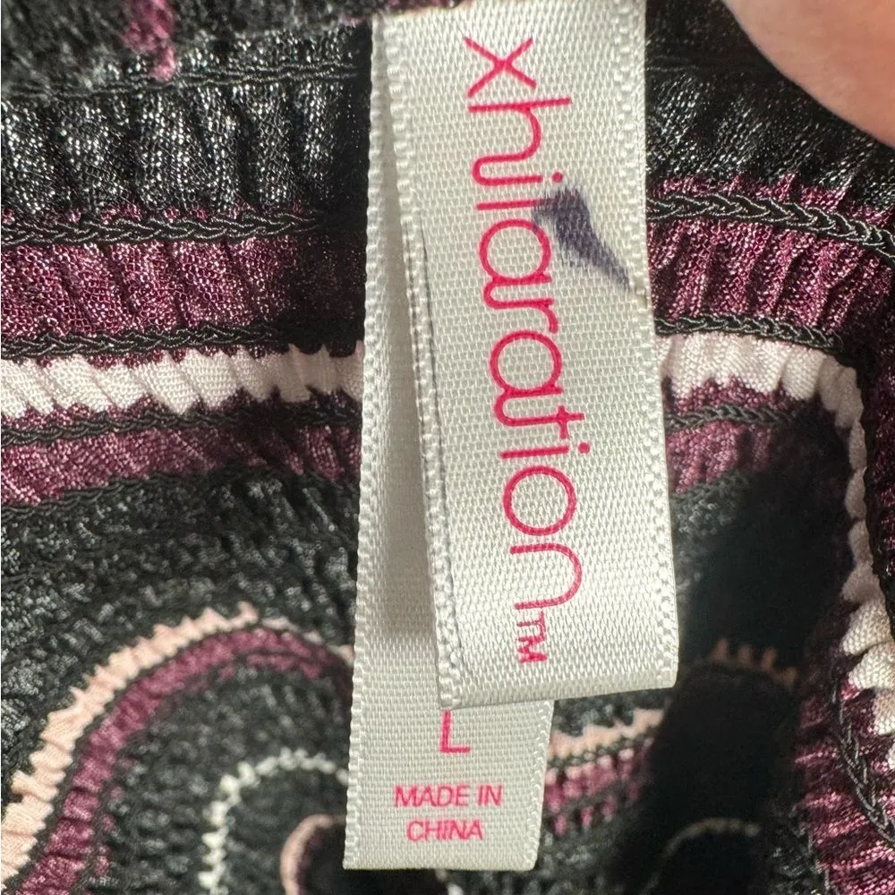 Black and pink wine square neck side button midi dress with pockets size large - Image 7