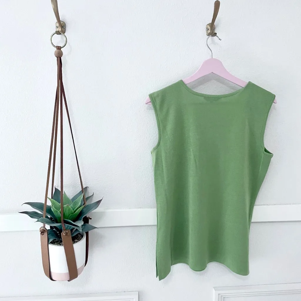 Misook Scoop Neck Green Knit Tank Size S Classic Essential - Image 4