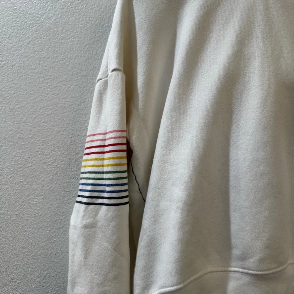 Sundry Women's Rainbow Stripe Pullover Campus Hoodie Sweatshirt Size M - Image 6