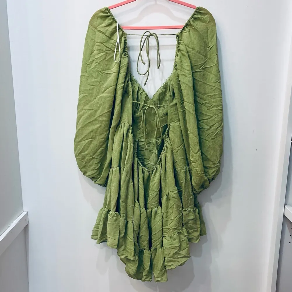 Princess Polly DANNY LONG SLEEVE MINI DRESS GREEN size 10 - Image 9