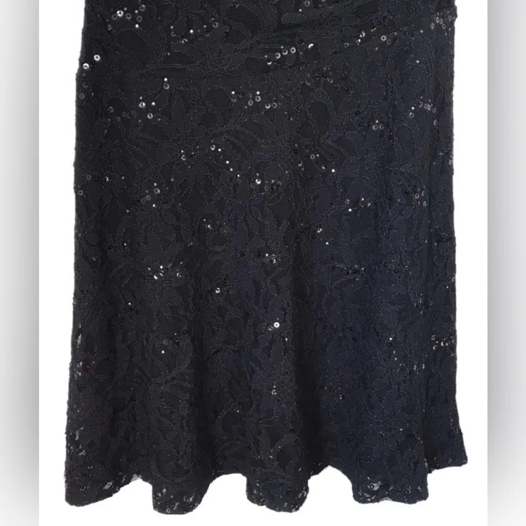 Elegant Black Lace Cocktail Dress Sequins – Sleeveless Party Evening Dress LRL Size 14P - Image 6