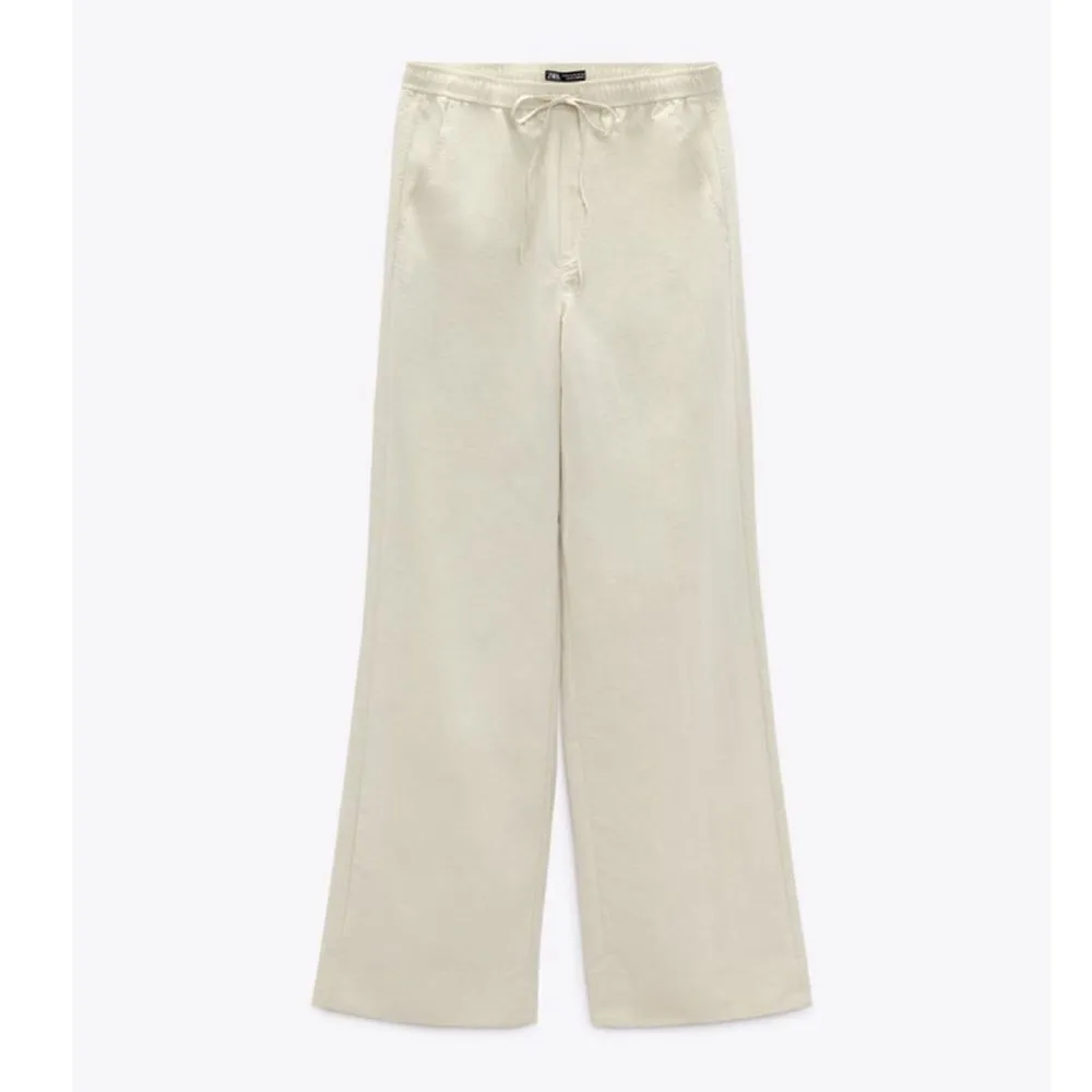 Zara Nylon Pajama Drawstring Pants ECRU Size L - Image 11