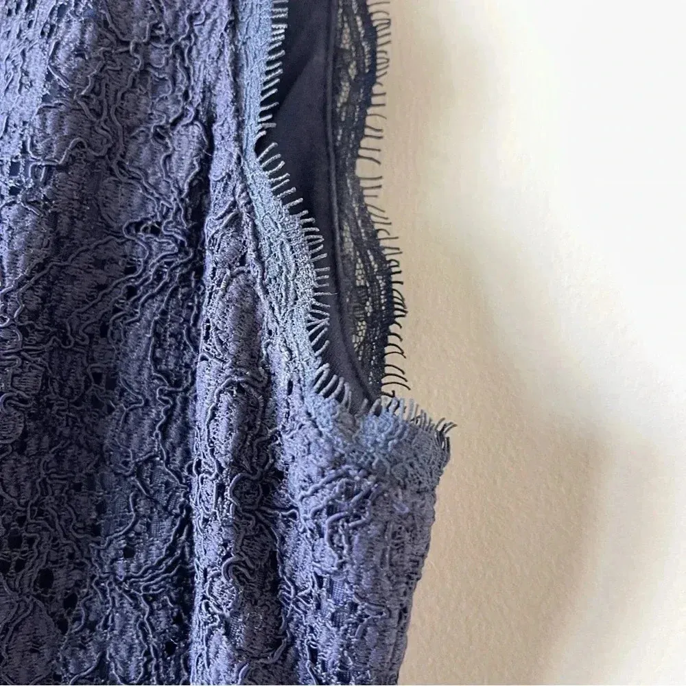 Adrianna Papell Sleeveless Lace Dress Zip Back Navy Size 12 - Image 4