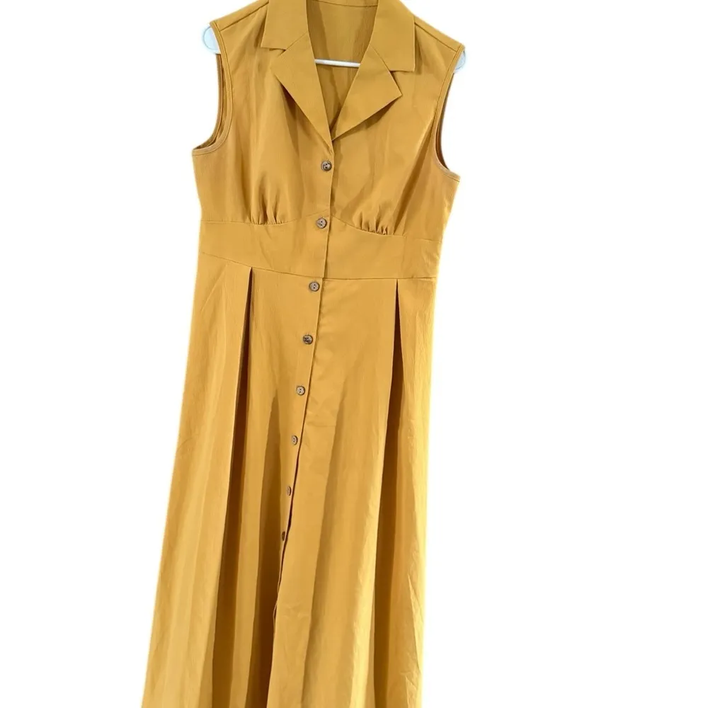 Amazon Essentials Yellow Pleated Midi Sundress Size L - Image 4