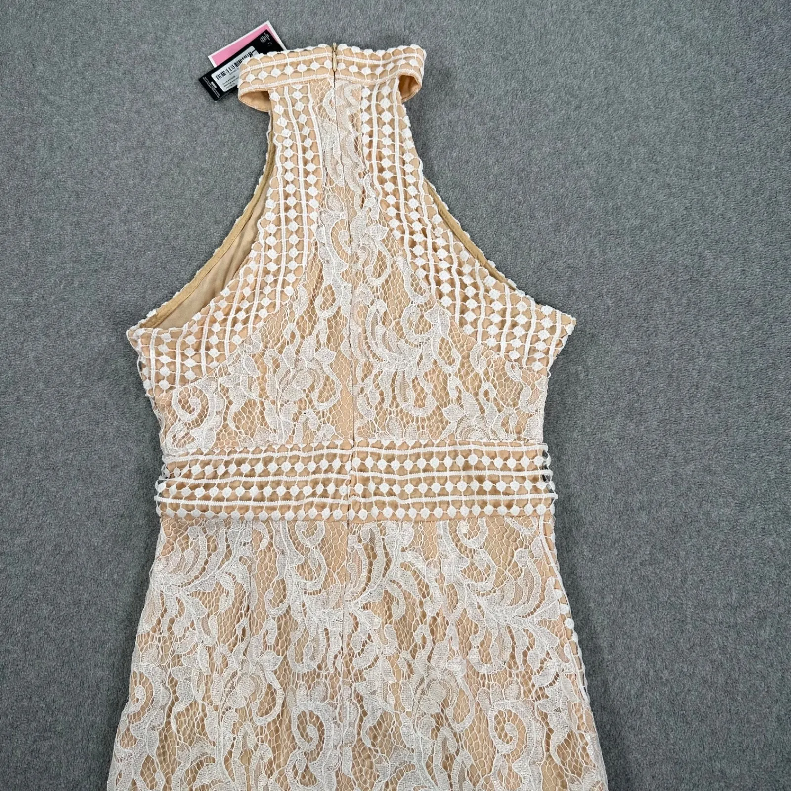 PrettyLittleThing White Lace High Neck Crochet Bodycon Dress Women's 6 New - Image 10