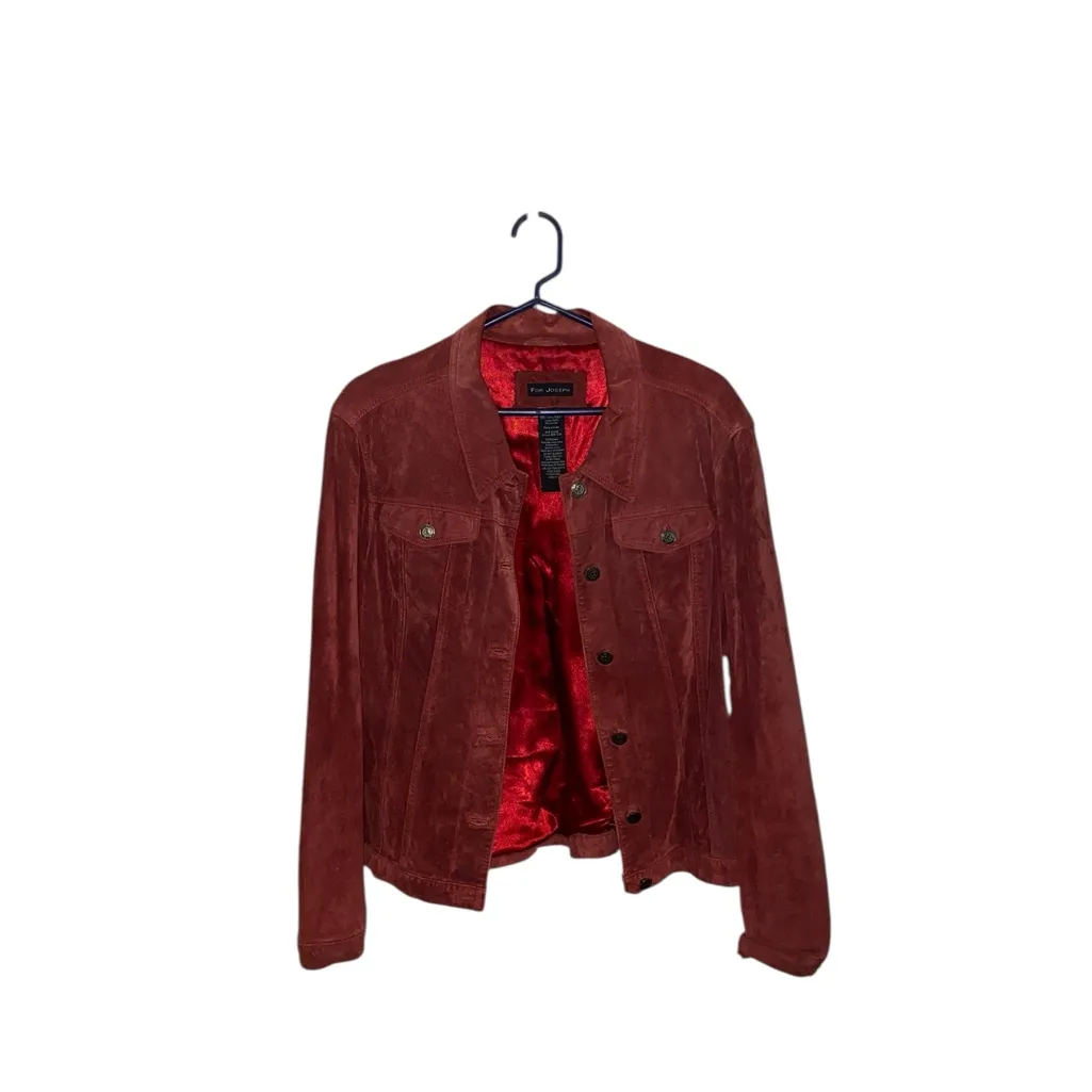 Vintage For Joseph Red Suede Fall Jacket style of jean jacket boho Western - Image 3
