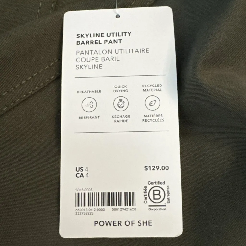 New Athleta 4 Skyline High Rise Barrel Leg Pant Aspen Olive Green Size 4 Regular - Image 7