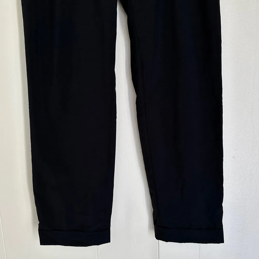 Tie-Waist Tapered Leg Black Pants - Image 4