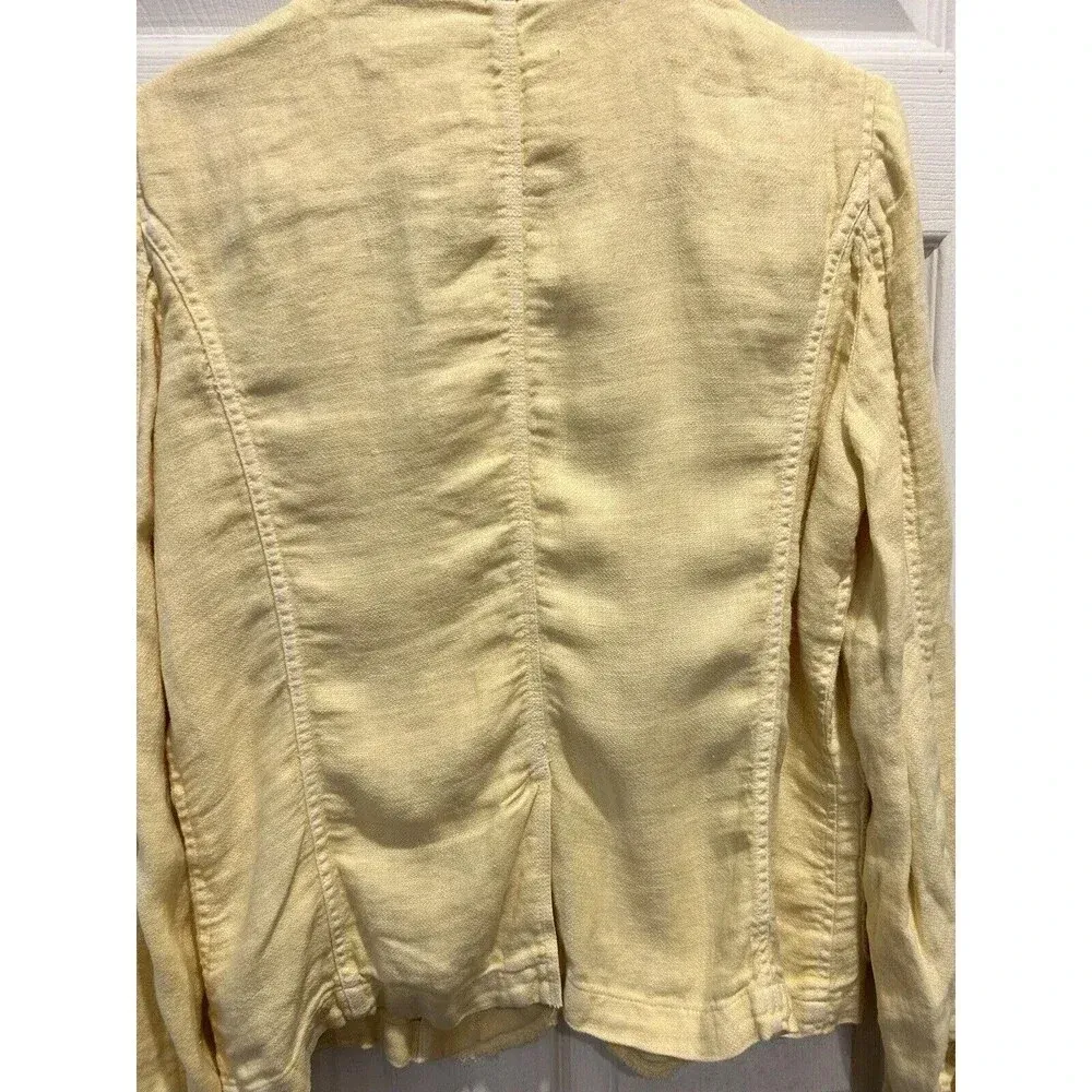 J. Crew‎ Yellow Academy Washed 100% Linen Blazer Jacket Womens Large - Image 8