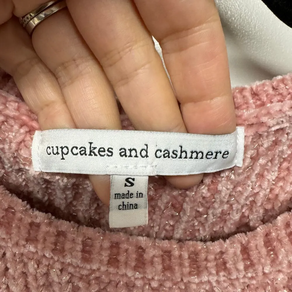 Cupcakes & Cashmere Pink Metallic Scallop Dolman Sleeve Pullover Sweater Small - Image 6